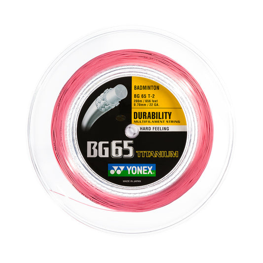 YONEX BG 65 Titanium Rosa 200m - 0,65mm - Bash Badminton-Shop